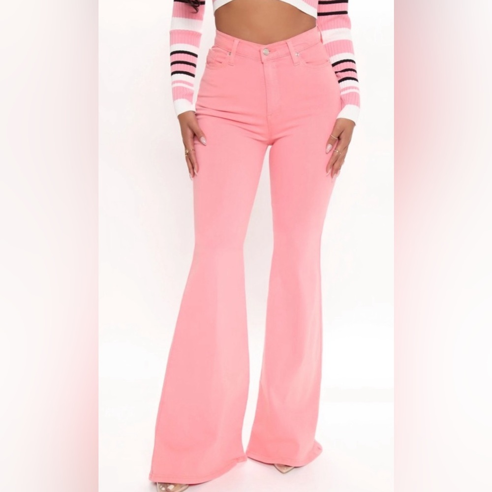 Santorini Super Stretch Flare Jeans - Pink, women’s size 5